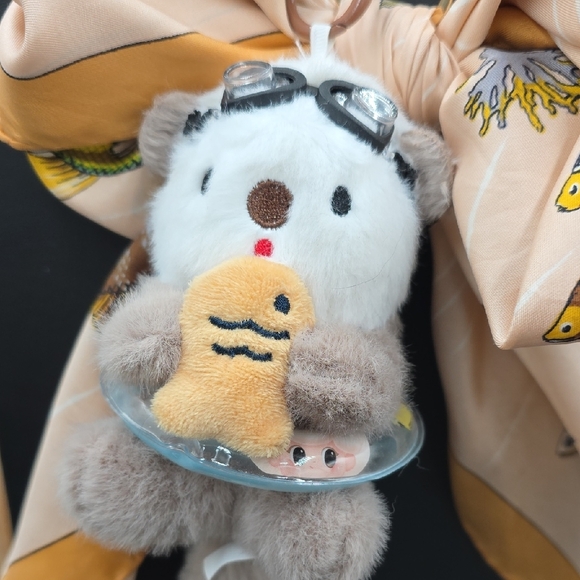 Adorable Plush Otter Keychain with Scarf - Cream and Brown - Picture 2 of 6
